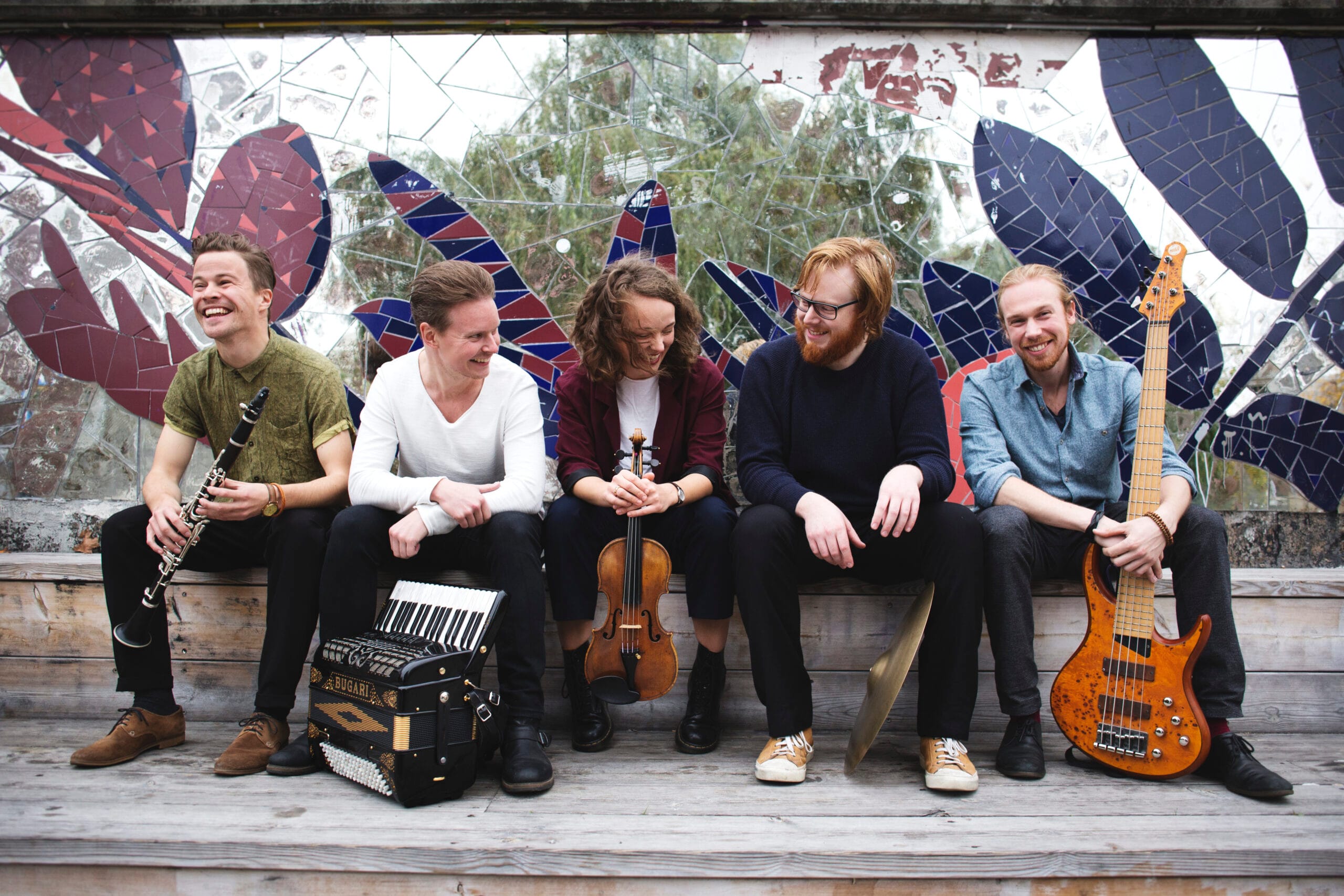 Full band laughing